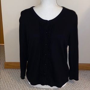 Kate Spade cotton silk cashmere cardigan black XL